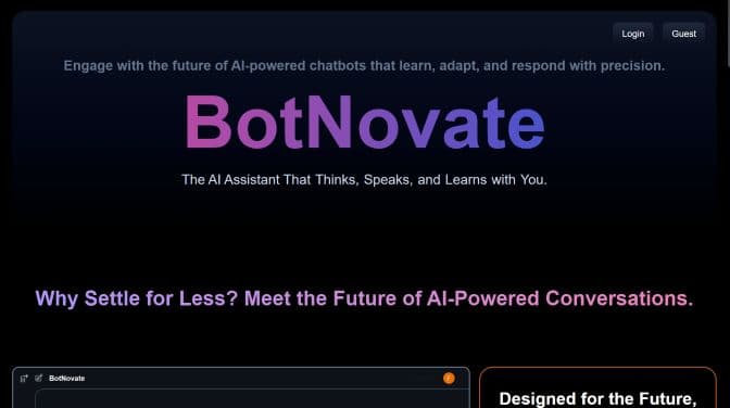 BotNovate is a cutting-edge conversational AI platform, with personalized interactions, generating creative content, and providing innovative digital solutions.